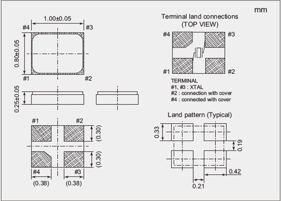 NDK晶振力薦史上最小體積NX1008AA晶振體積僅為1.0*0.8mm