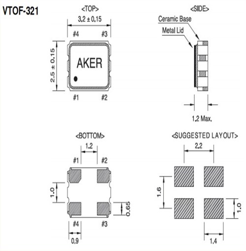 AKER安基晶振,VTOF-321壓控溫補晶振,車載晶振
