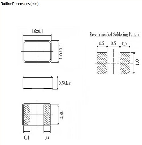 FCD-Tech兩腳貼片晶振,F1610‐20‐12.5,工業設備6G晶振