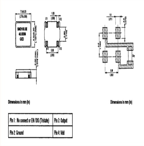 7050mm,100MHZ,SMD100.3C(E/D)-100.000MHz,GED有源振蕩器,SMD100.3系列