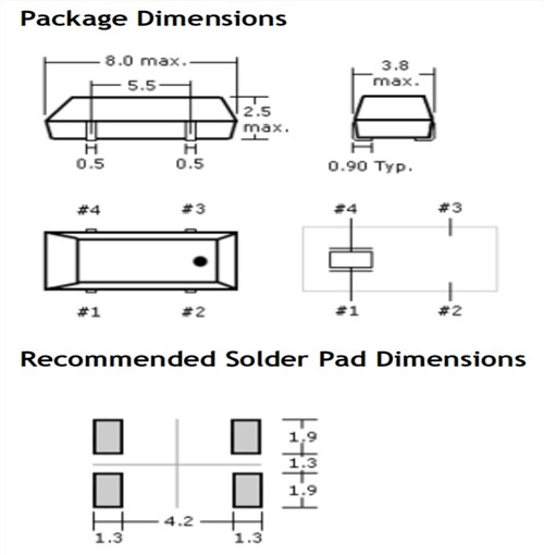 奧斯康利晶體,223系列晶振,223-000312-20,8038mm,32.768KHZ