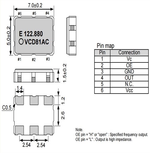 X1G004861000800,122.88MHz,VG7050CDN,愛(ài)普生7050mm有源晶振