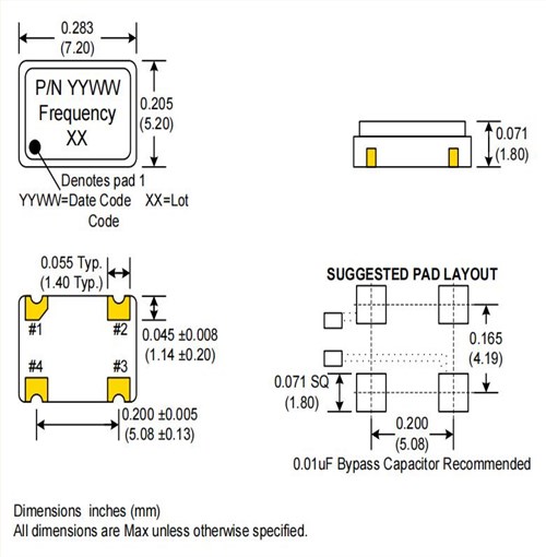 CE3390-24.000,24MHz,7050mm,Crystek以太網應用晶振